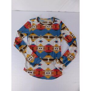 No Boundaries Shirt Juniors M (7-9) Multicolor Geometric Crew Neck Long Sleeve